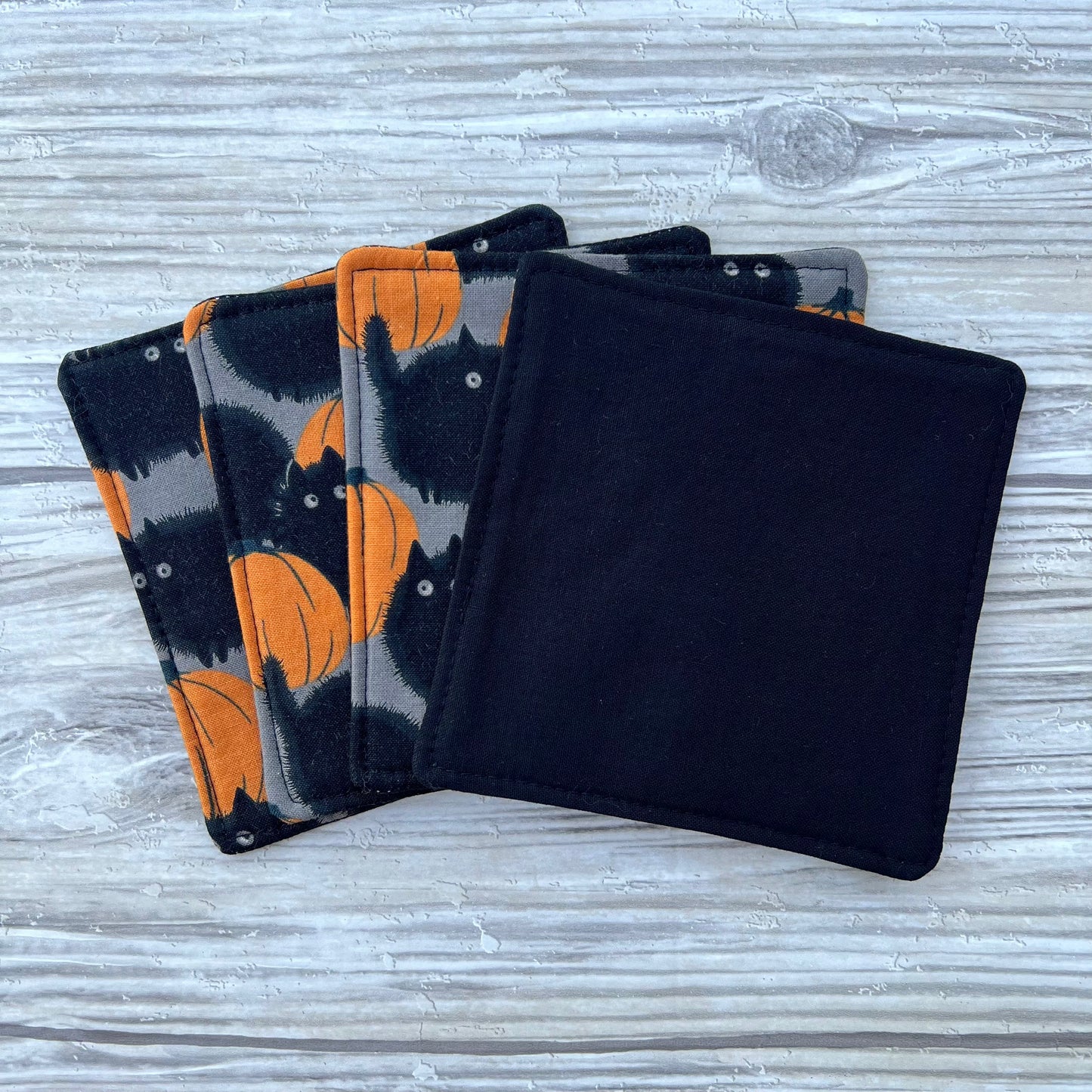Big Kitty Halloween Fabric Coaster Set