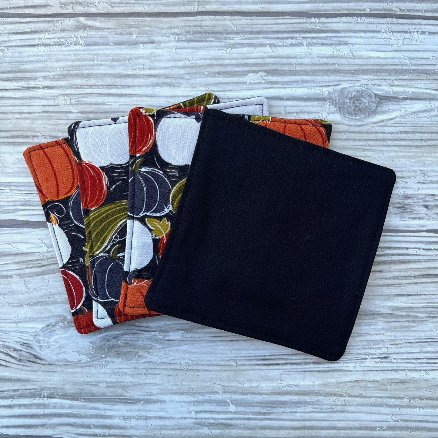 Modern Pumpkins Gourds Harvest Fabric Coaster Set
