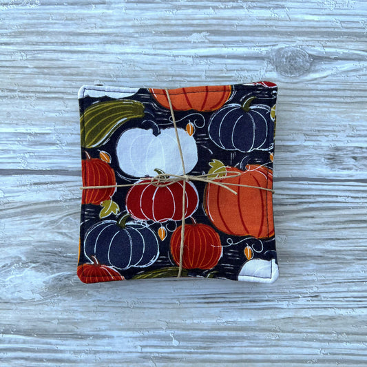 Modern Pumpkins Gourds Harvest Fabric Coaster Set