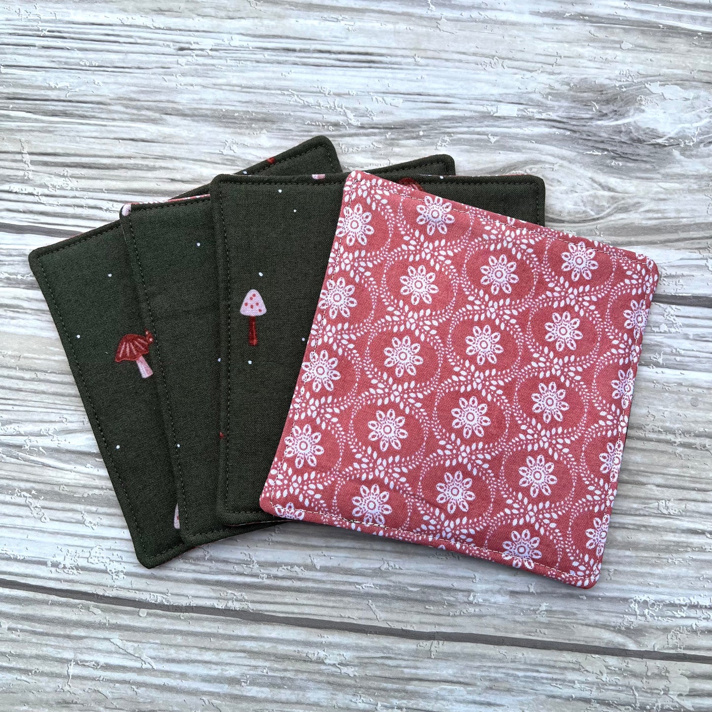 Darling Mushrooms Fabric Coaster Set