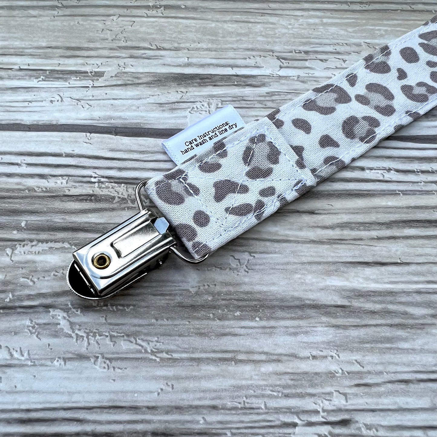 Neutral Leopard Print Pacifier Clip