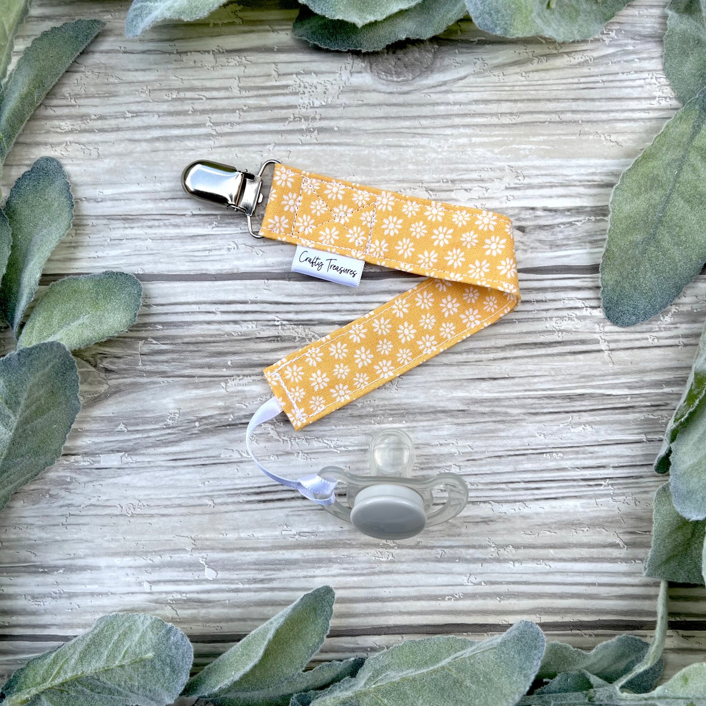 Yellow Daisy Pacifier Clip