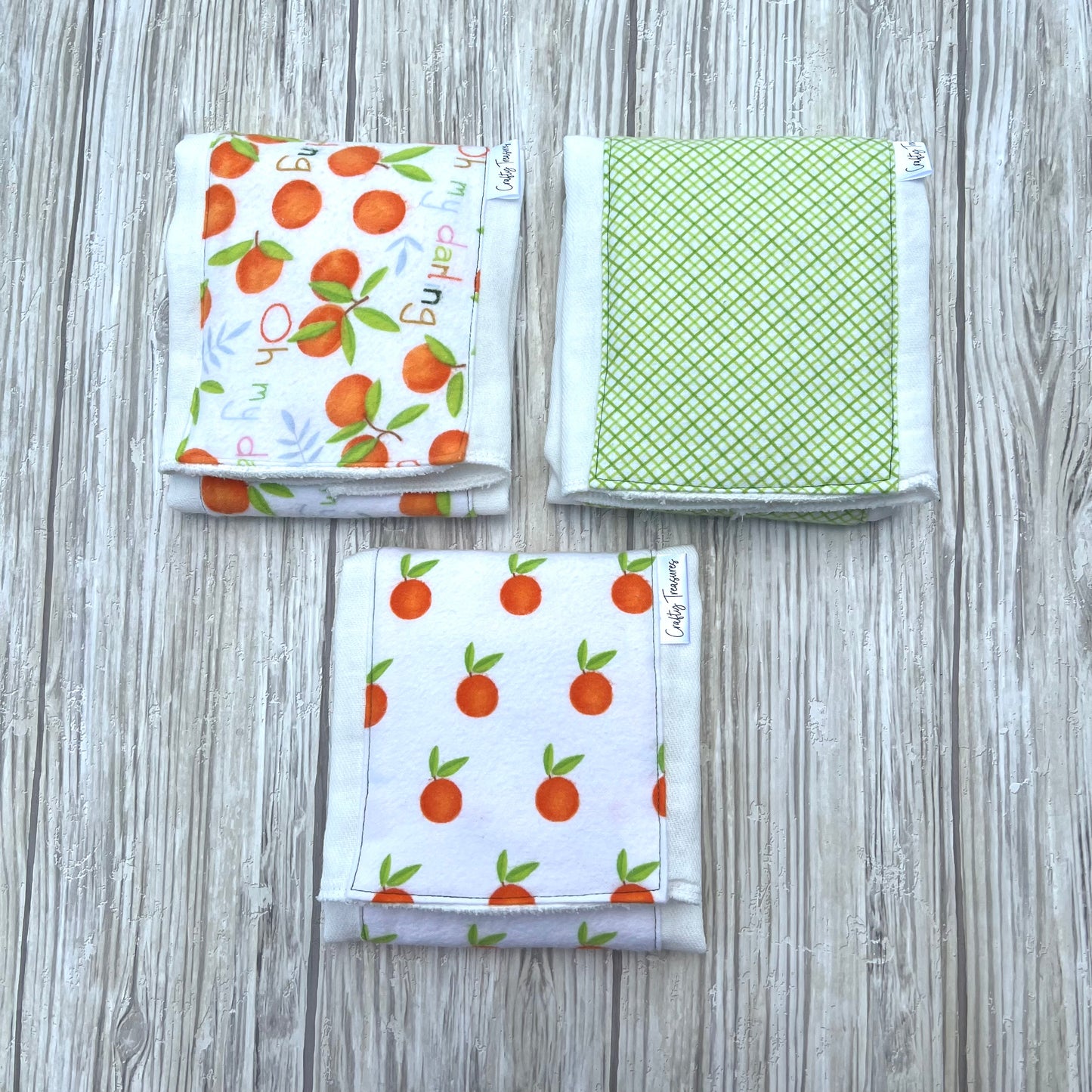 Darling Clementines Burp Cloth Set
