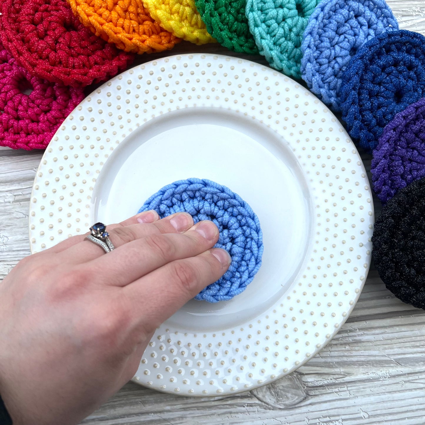 Periwinkle Nylon Crocheted Dish Scrubby