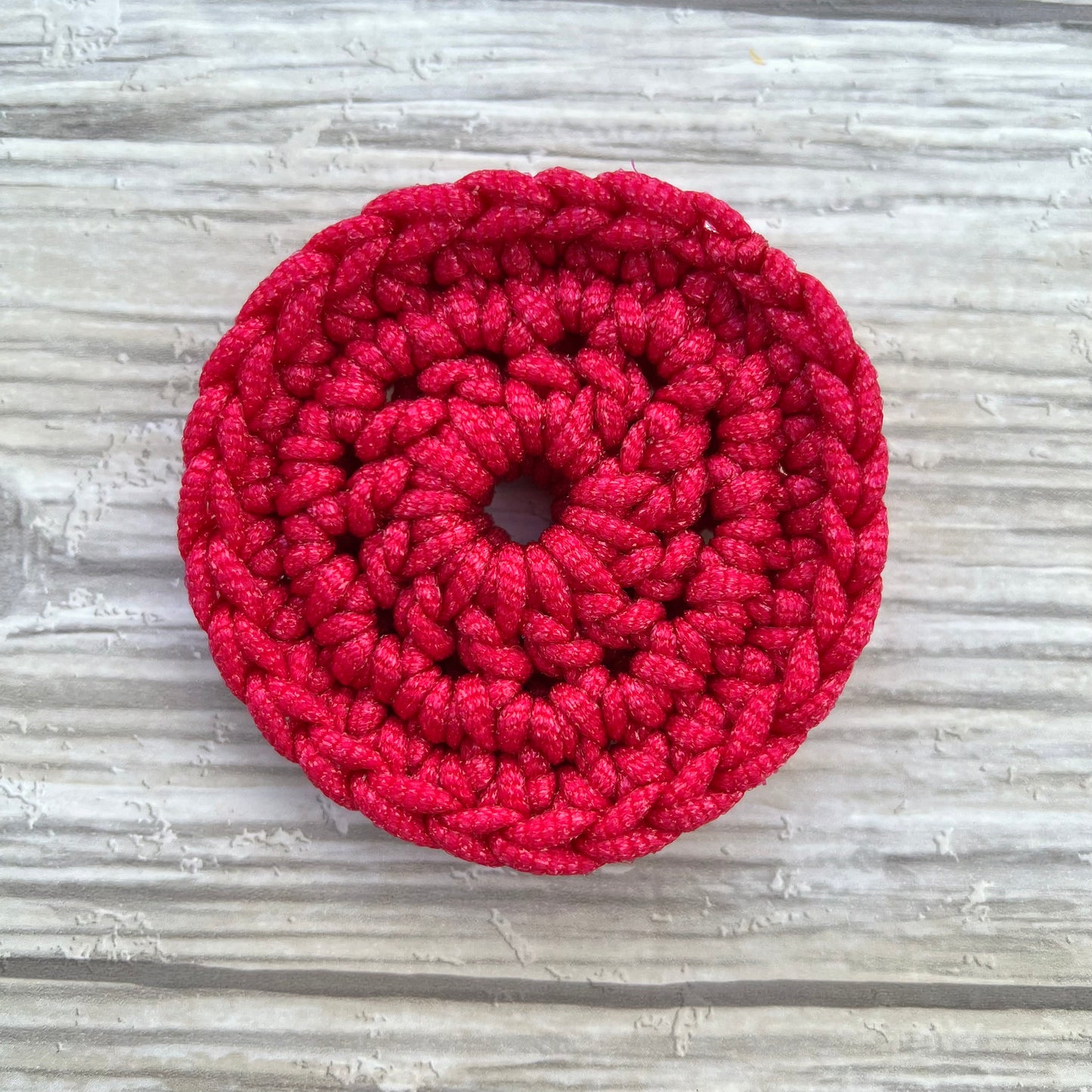 Pink Nylon Crocheted Dish Scrubby