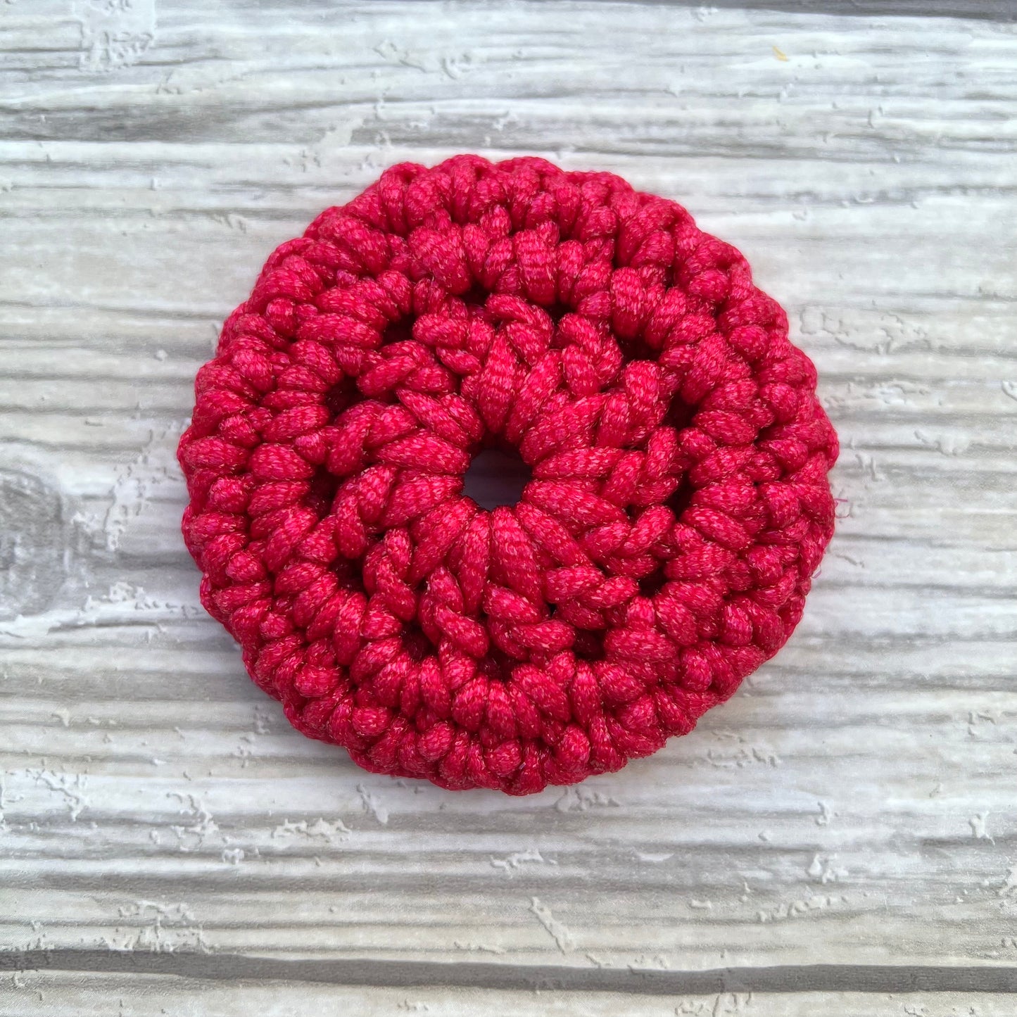 Pink Nylon Crocheted Dish Scrubby