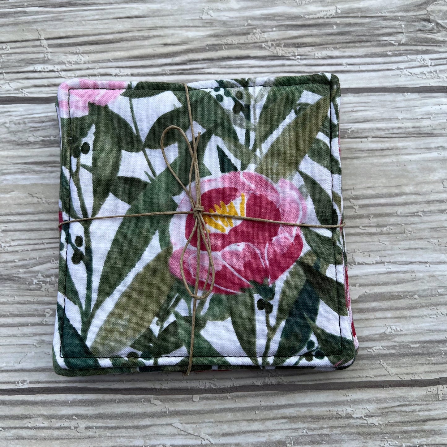 Watercolor Floral Fabric Coaster Set