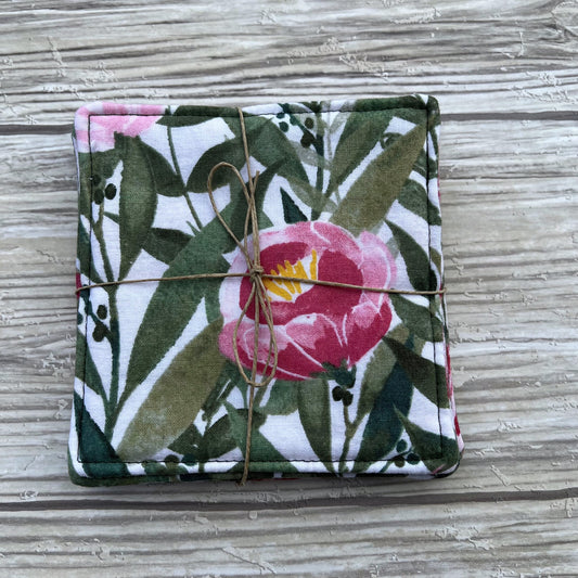 Watercolor Floral Fabric Coaster Set